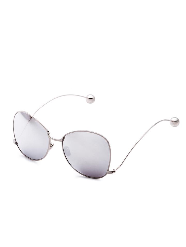 Shein Silver Frame Large Lens Metal Ball Stylish Glasses