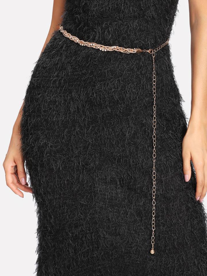 Shein Rhinestone Decorated Chain Belt