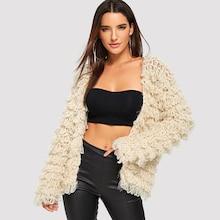 Shein Solid Open Front Teddy Cardigan