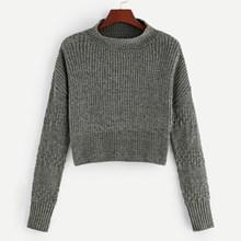 Shein Drop Shoulder Mixed Knit Crop Sweater