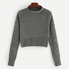 Shein Drop Shoulder Mixed Knit Crop Sweater