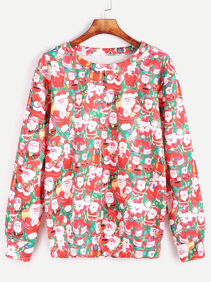 Shein Santa Claus Print Long Sleeve Sweatshirt