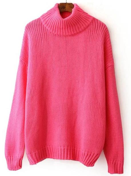 Shein Red Turtle Neck Drop Shoulder Sweater