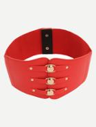 Shein Red Fashionable Elasticated Metal Wide Belt