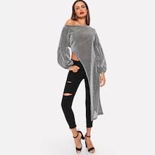 Shein Bishop Sleeve Asymmetrical Tee