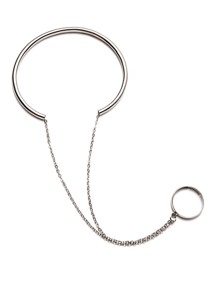 Shein Silver Plated Circle Hand Chain
