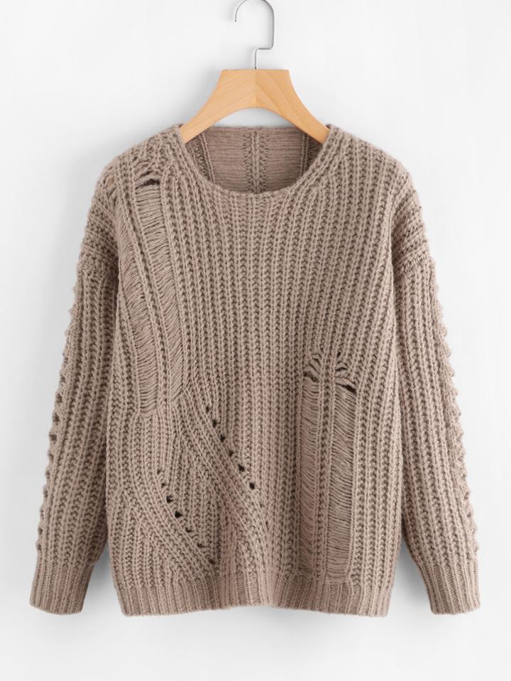 Shein Laddering Detail Eyelet Jumper