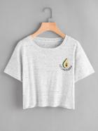 Shein Slub Shea Fruit Embroidered Tee