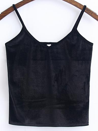 Shein Black Spaghetti Strap Velvet Cami Top