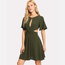 Shein Crisscross Front Flutter Sleeve Dress