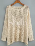 Shein Apricot Long Sleeve Hollow Sweater