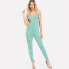 Shein Deep V Neck Solid Shell Jumpsuit