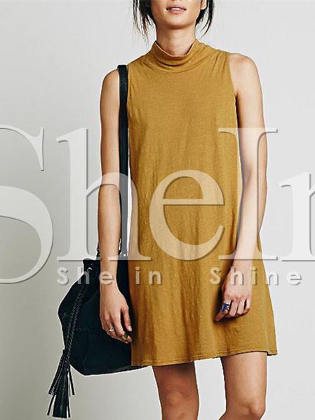 Shein Khaki Sleeveless Casual Dress