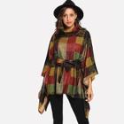 Shein Plaid Dolman Sleeve Roll Neck Pullover