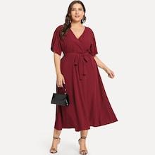 Shein Plus Petal Sleeve Surplice Wrap Dress