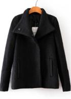 Rosewe Chic Long Sleeve Solid Black Coat With Turndown Collar