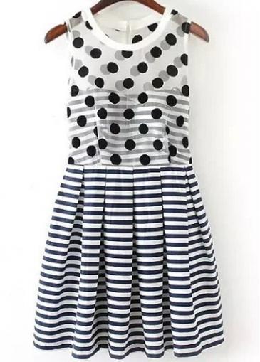 Rosewe Exquisite Sleeveless Polka Dot Print Mini Dress For Lady