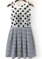 Rosewe Exquisite Sleeveless Polka Dot Print Mini Dress For Lady