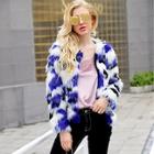 Shein Faux Fur Patchwork Open Front Outerwear