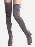 Shein Grey Faux Suede Point Toe Tie Back Knee Boots