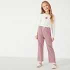 Shein Girls Mixed Print Tee & Gingham Pants Pj Set