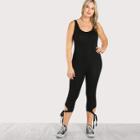 Shein Plus Solid Leg Tie Tank Jumpsuit