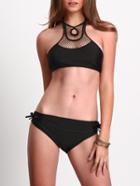 Shein Black Hollow Bow Bikini Set