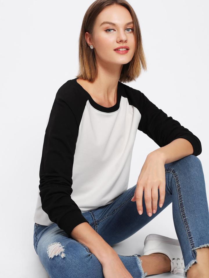 Shein Two Tone Raglan Sleeve Sweatshirt