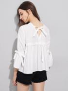 Shein V Notch Tie Back Belted Sleeve Layered Top