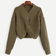 Shein Solid Drop Shoulder V-neck Jumper