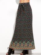 Shein Calico Paisley Print Elastic Waist Split Side Skirt