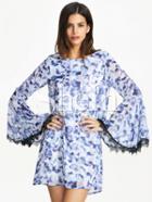 Shein Blue Long Sleeve Vintage Print Dress