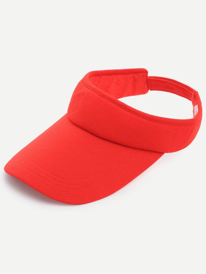 Shein Red Long Bill Cotton Visor Cap