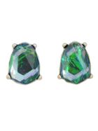 Shein Green Rhinestone Geometric Small Stud Earrings