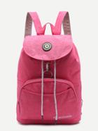 Shein Pink Front Pocket Drawstring Nylon Backpack