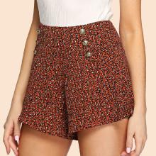 Shein Double Breasted Leopard Shorts