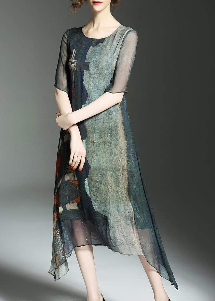 Shein Graffiti Print Sheer Asymmetric Dress