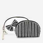 Shein Bow Embellished Striped Makeup Bag 2pcs