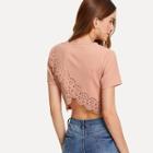 Shein Laser Cut Scallop Trim Overlap Back Blouse