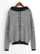 Shein Contrast Stripe Raglan Sleeve Hooded Jumper