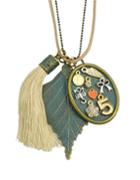 Shein Tassel Leaf Long Pendant Necklace