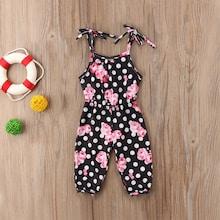 Shein Girls Flora Print Polka Dot Jumpsuit