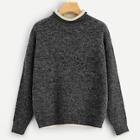 Shein Layered Curl Neck Heather Grey Sweater