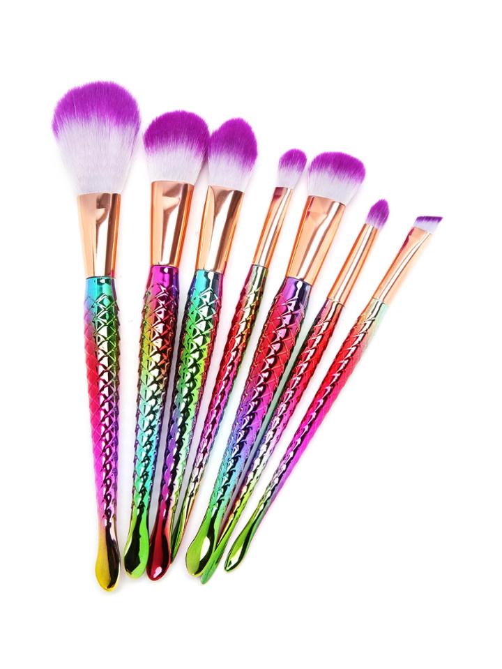Shein Mermaid Handle Design Multicolor Makeup Brush 7pcs