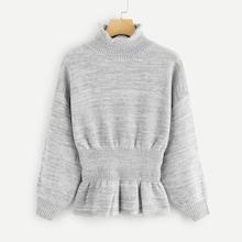 Shein Drop Shoulder Marled Peplum Sweater