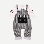 Shein Girls Striped Side Top With Striped Overall
