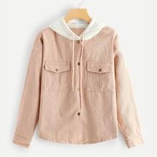Shein Drawstring Button Front Denim Jacket