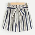 Shein Vertical-stripe Knot Front Shorts
