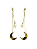 Shein Deep-brown Star Charm Earrings Colorful Acrylic Moon Geometric Drop Earrings