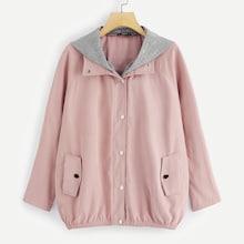 Shein Button Up Jacket With Contrast Hood